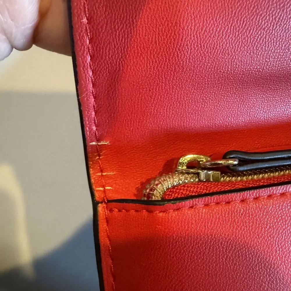 Estée Lauder Cosmetic Travel Organizer Red Vegan Leather Snap Clutch 9x5 Bag